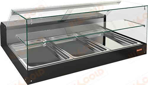 Настольная горизонтальная холодильная витрина с полкой  HICOLD  VRS 3 GN S