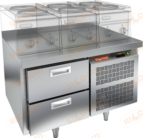 Стол морозильный под тепловое оборудование  HICOLD  GN 2/BT LT