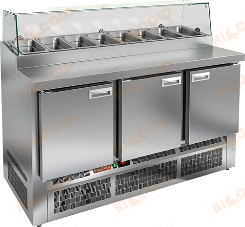 Стол охлаждаемый для пиццы  HICOLD  PZE1-111/GN стекло